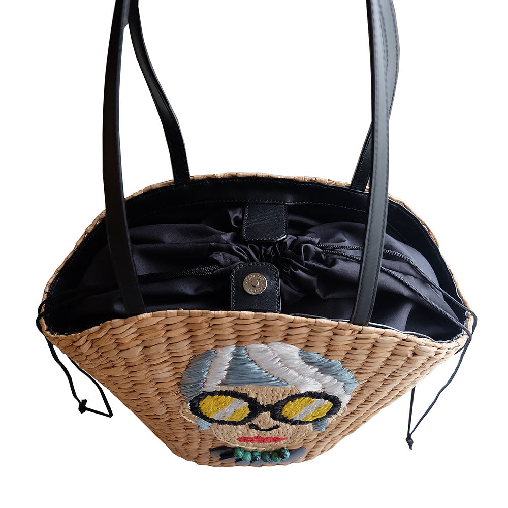 "Abuelita" Embroidered Seagrass Tote