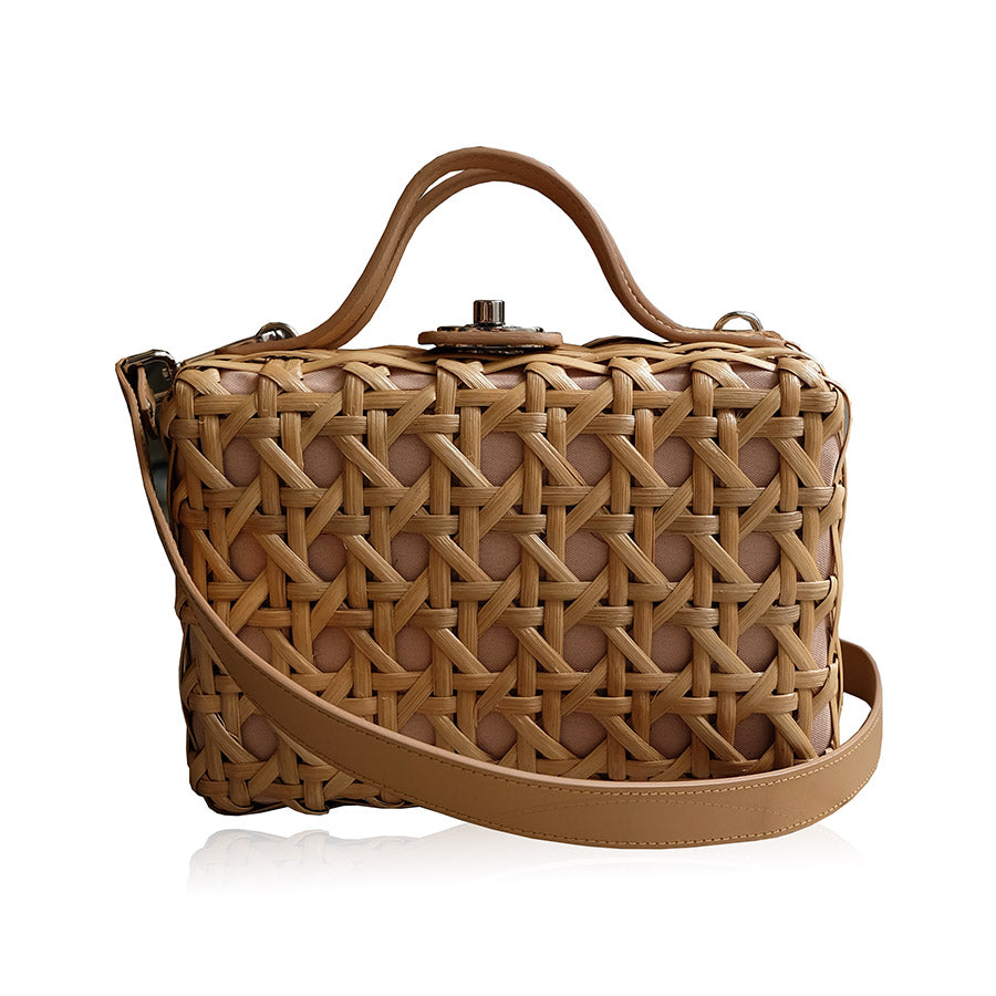 "Jacinta" Large Natural Rattan Bag