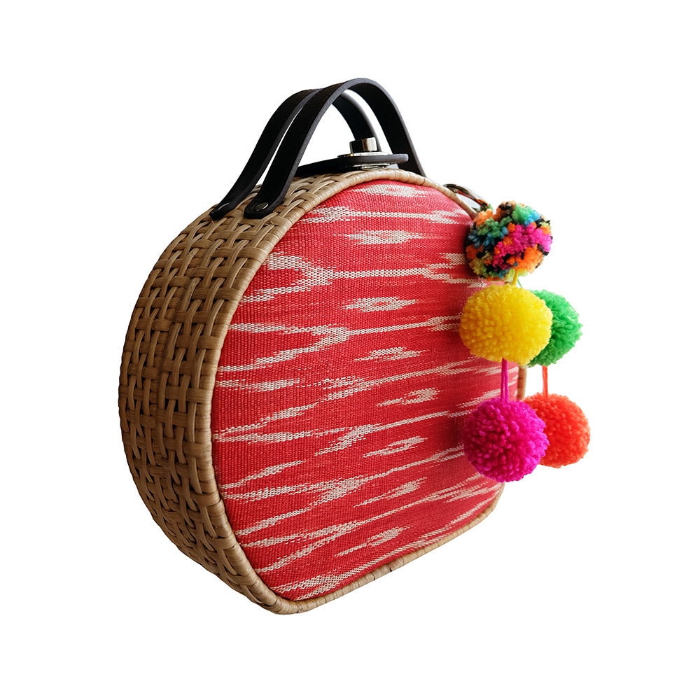 "Niquita" Ikat Rattan Frame Tote