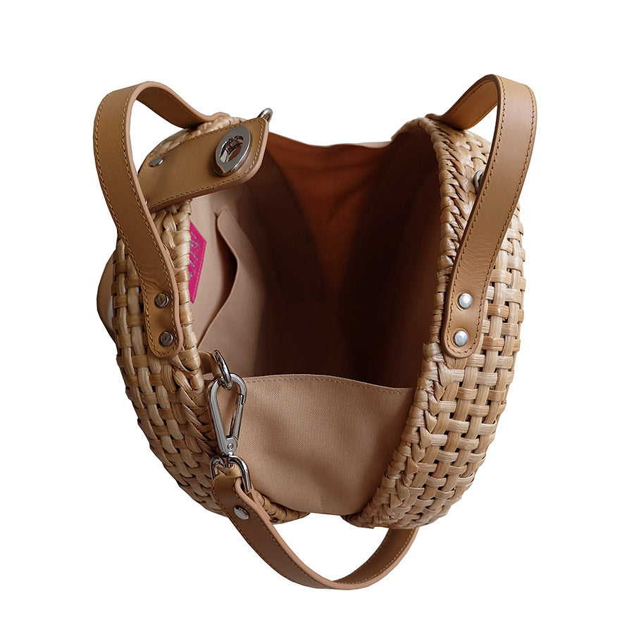"Talitha" Natural Round Rattan Convertible Tote