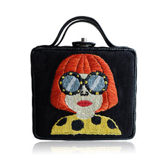 "YAYOI" Embroidered Square Rattan Bag