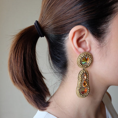 "Penelope" Gold Beaded Earrings
