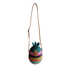 "Piña" Striped Abaca and Wicker Bag