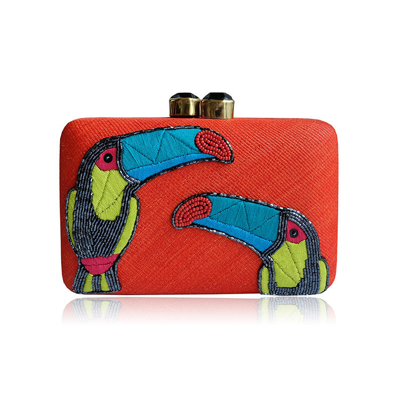 "Valeria" Toucan Embroidered Tinalak Clutch