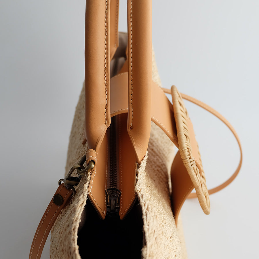 "Sylvie" Abaca Bag with Wicker Buckle