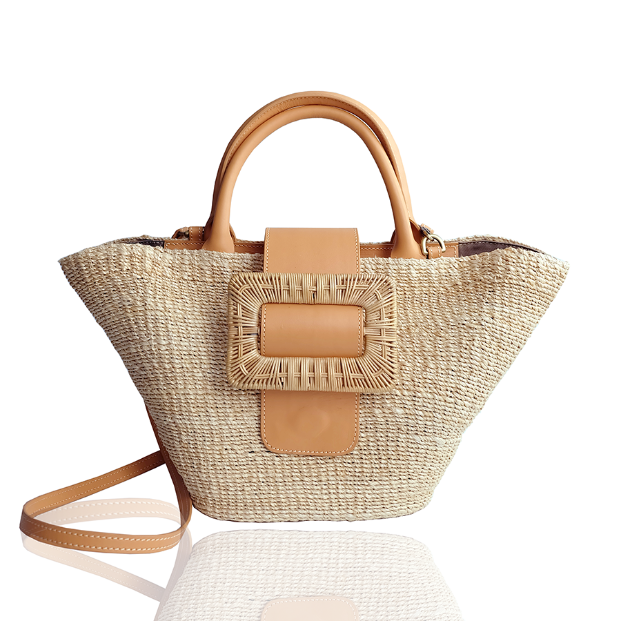 "Sylvie" Abaca Bag with Wicker Buckle
