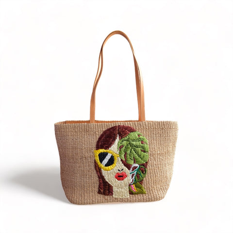 "Plantita" Embroidered Abaca Tote