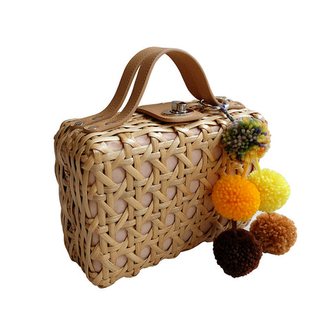 "Jacinta" Large Natural Rattan Bag