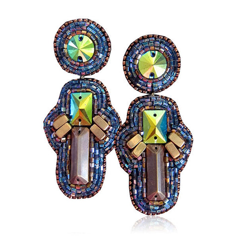 "Miranda" Blue and Bronze Earrings