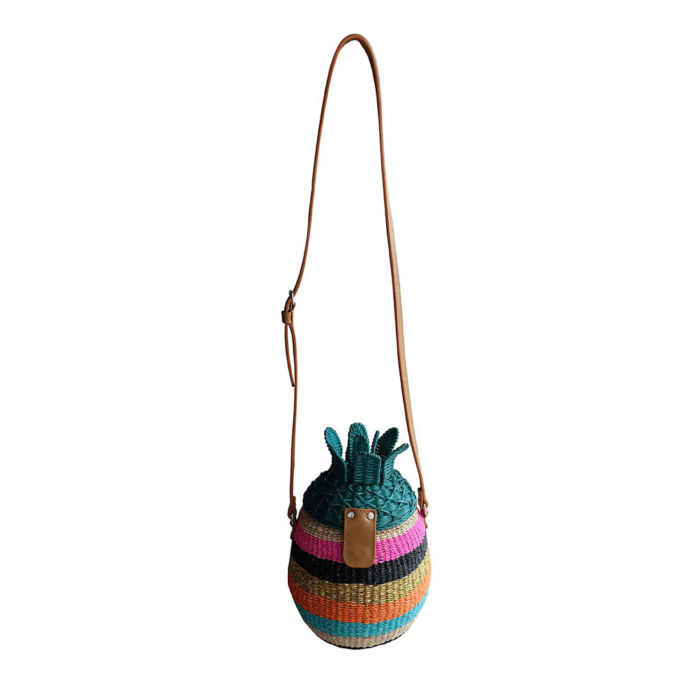 "Piña" Striped Abaca and Wicker Bag