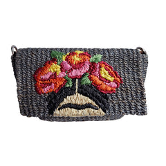 "Señorita" Small Embroidered Abaca Crossbody Bag