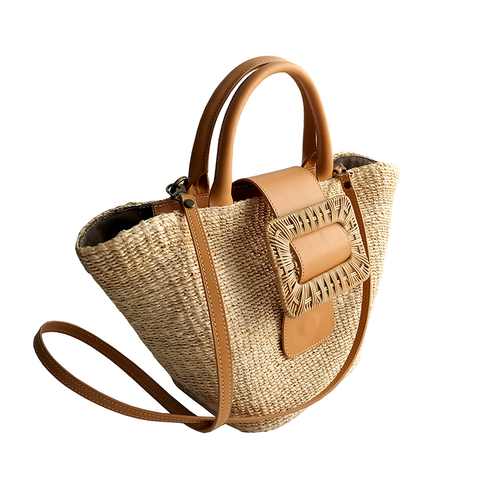 "Sylvie" Abaca Bag with Wicker Buckle